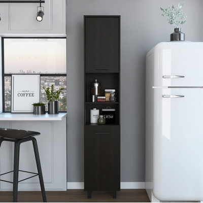 Azpeitia 2-Door Pantry Cabinet, with Two 2-Cabinet Spaces and Two Open Shelves by Wade Logan