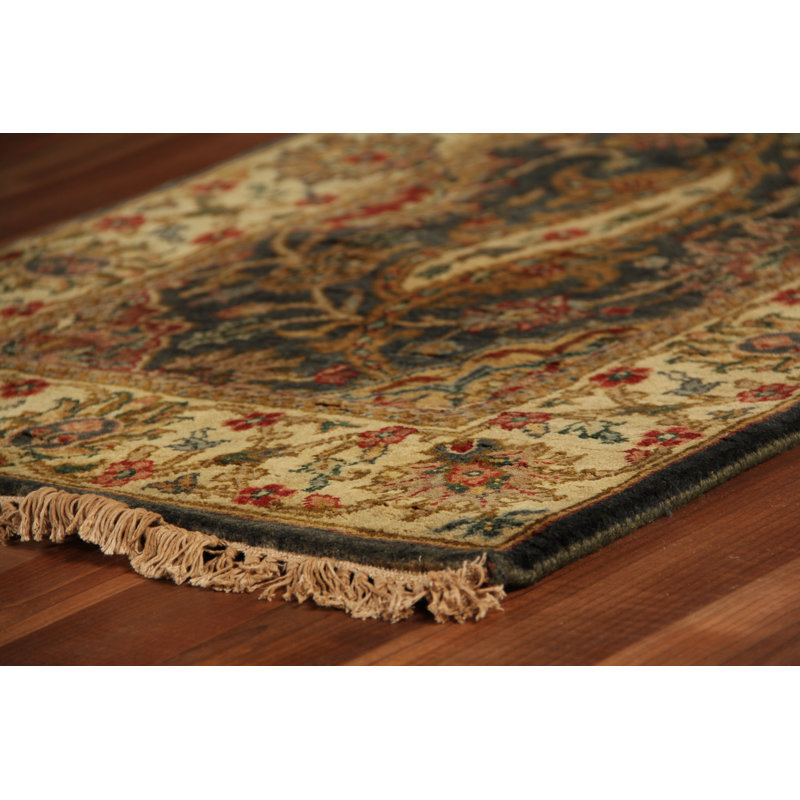 Polonaise Wool Oriental Area Rug in Brown/Ivory/Dark Green/Dark Red, Runner 2'6" x 12'6"