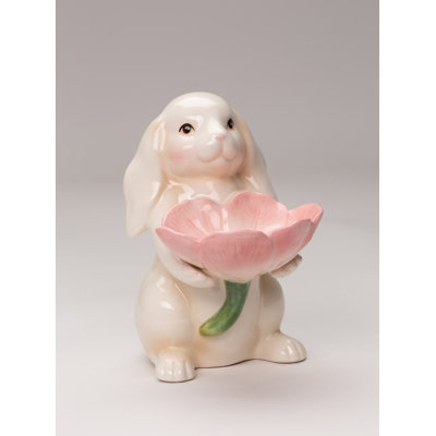 Cosmos Gifts Bunny Holding a Bowl Figurine- 6 1/4"H