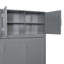 Grand lit escamotable mural avec bureau, tablettes de rangement et grands armoires, gris-1870675073