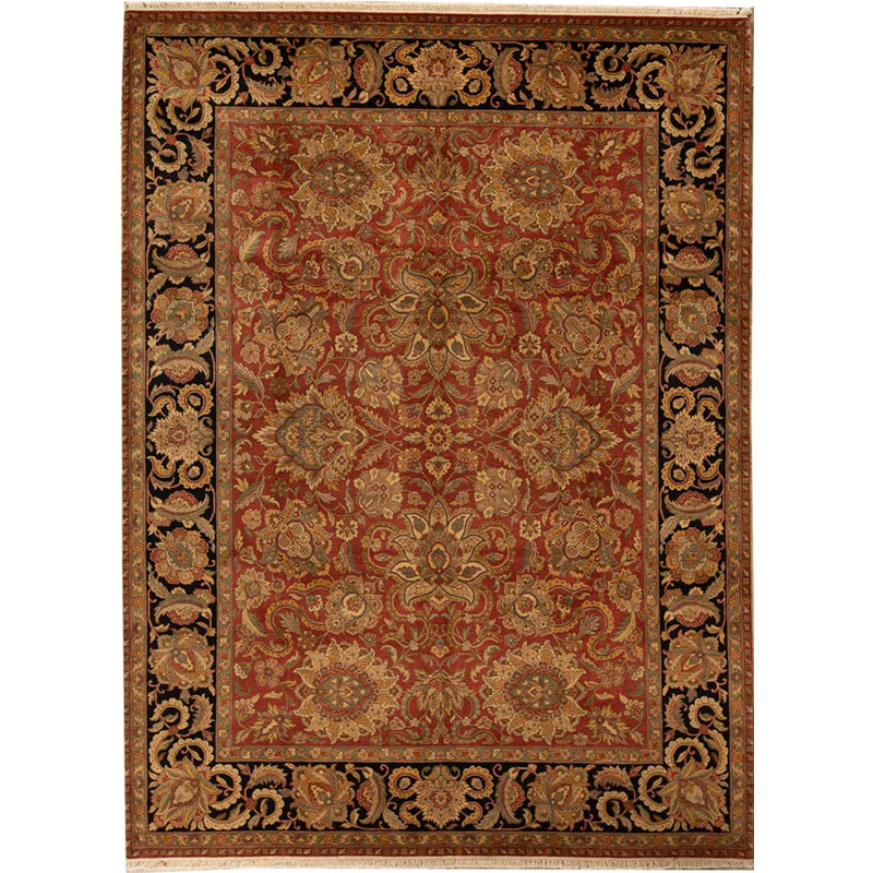Tapis rouille et noir noué à la main de haute qualité