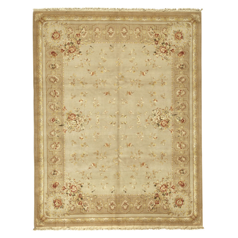 Hand Knotted Area Rug in Beige