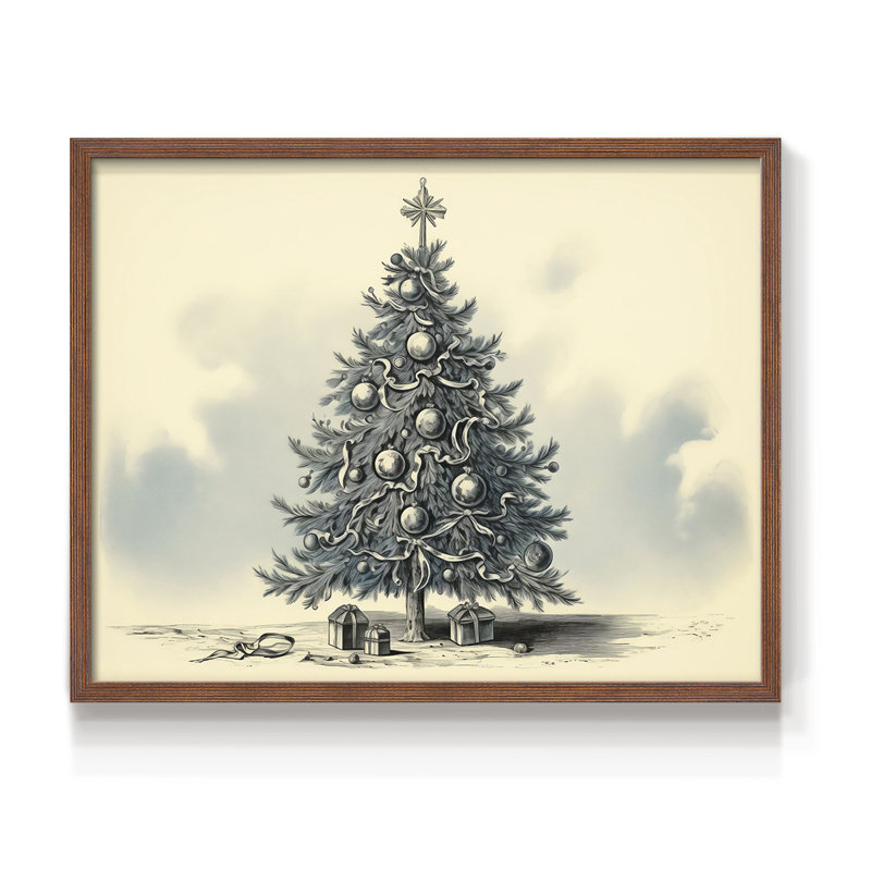 Chirstmas Art-CCLxxxi - Reproduction encadrée - Restickable, H 22 po x l 28 po, Noyer