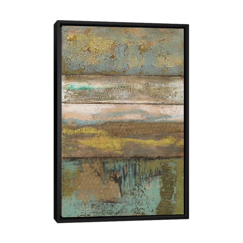 « segmented textures ii », impression sur toile, H 26 po x l 18 po x P 1,5 po, Toile avec cadre noir, Pas de tapis