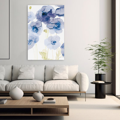 Art abstrait bleu et coquelicots délicats III