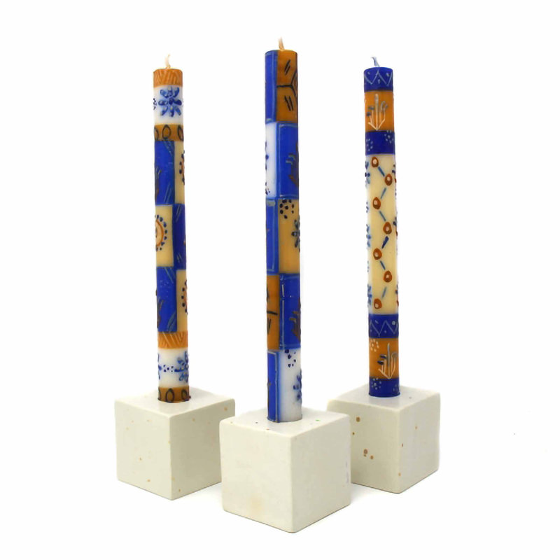 Ensemble de bougies à 3 pièces peintes déeffilées à la main sans parfum