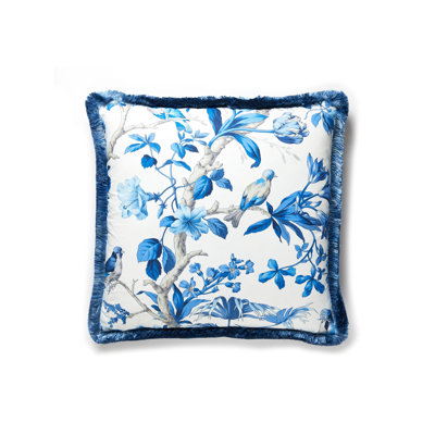 Porcelain Floral Square Pillow Cover & Insert