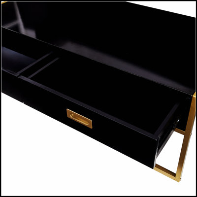 Table basse moderne noire moderne avec 4 tiroirs pour un rangement élégant et des espaces de vie élégants