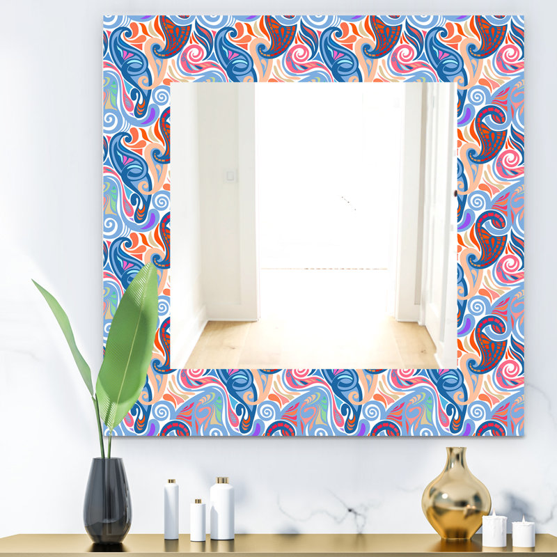 Modern Wall Mirror, 32" H x 32" W, Paisley