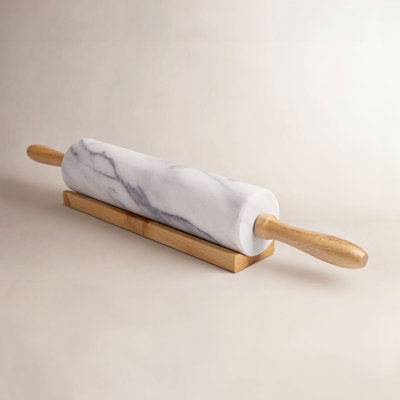 Marble Rolling Pin with Wooden Handles