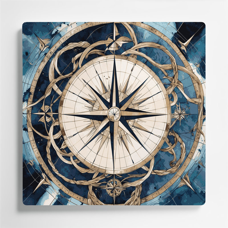 Art nautique gris sur toile, H 32 po x l 32 po