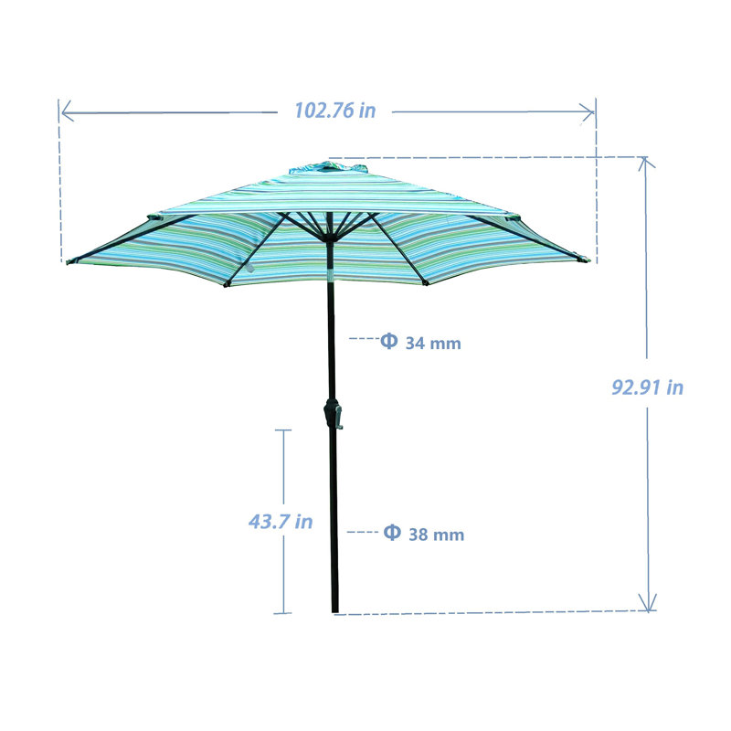 Parasol Tahire 102,76 avec contrepoids inclus, Bleu