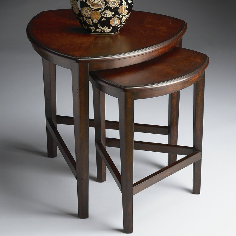 Athaniel Solid Wood 3 Legs Nesting Tables, Chocolate