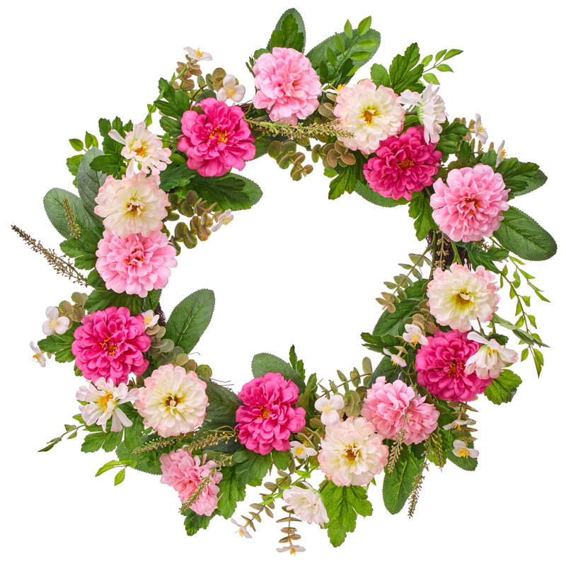 Couronne de pivoines roses 22 po