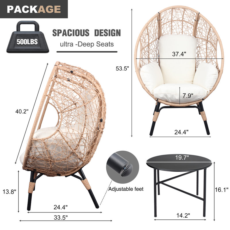 Ensemble de fauteuils en faux osier Beth, Naturel, Blanc