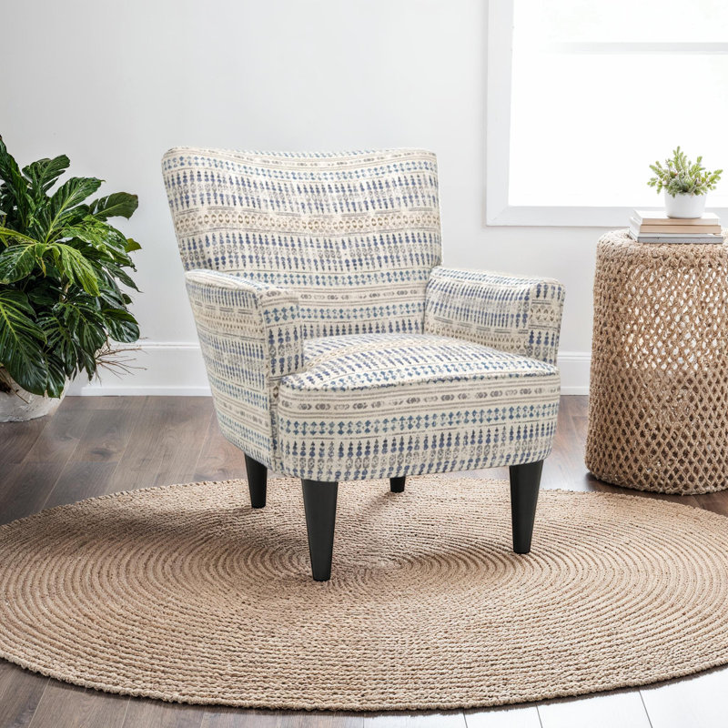 Akanni Upholstered Armchair, Blue Maroc Polyester