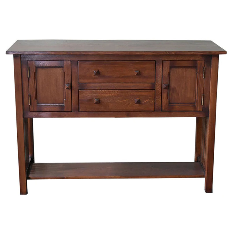 Arts And Crafts 37'' Solid Wood Console Table, Walnut