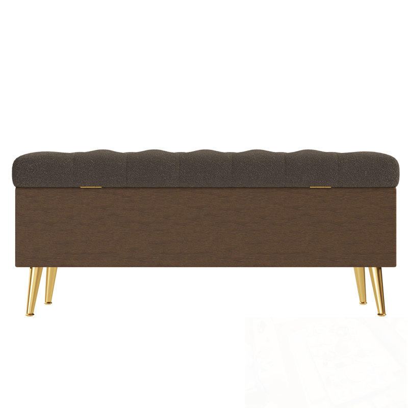 Banc Boucle avec rangement rabattable et siège capitonné, Café