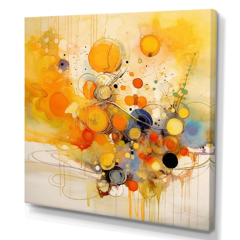 Orange et jaune, tourbillons de couleur II - Minimalisme abstrait, art mural, H 24 po x l 32 po x P 1 po, Toile tendue