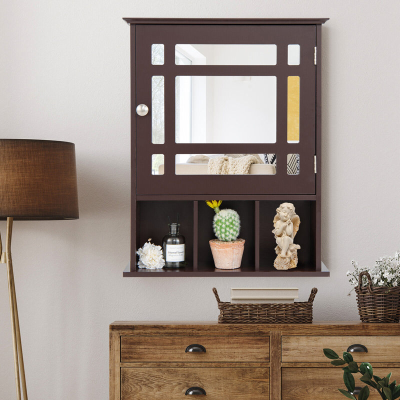 Armoire à pharmacie avec 2 tablettes réglables Alyxandrea, Brun