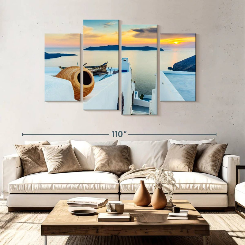 Nicci Scenic Santorini Sunset, H 54 po x l 84 po
