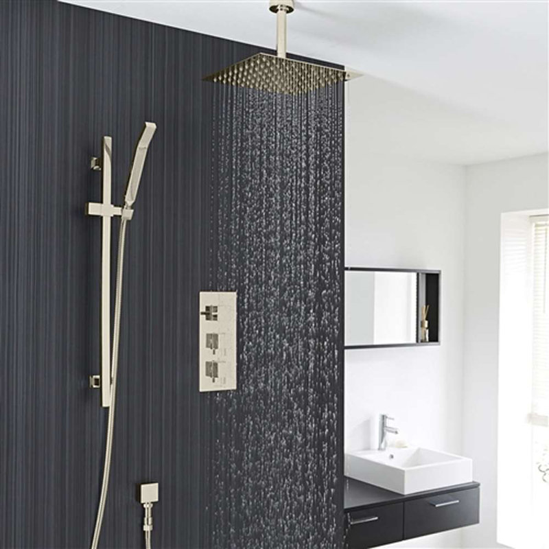Liverpool Ceiling Mount Thermostatic Rainfall Shower Set
