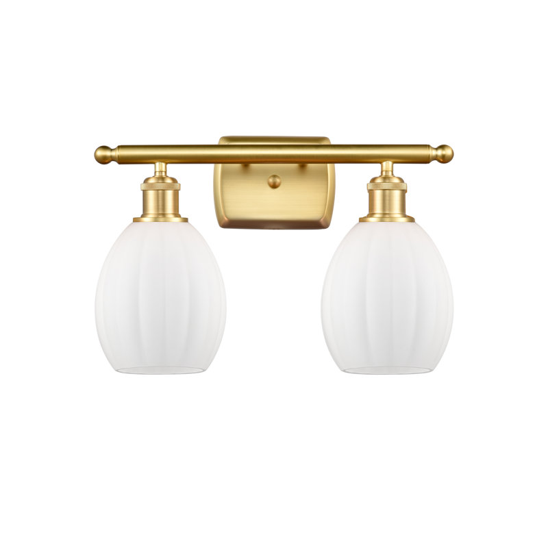 Éclairage pour salle de bain à intensité variable 2 lumières Fleshman, Ampoule DEL 6 watts Vinage, Blanc mat, Or satiné