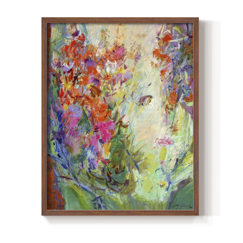«Bold Flourish II», reproduction encadrée - bois massif, 30" H x 24" W, Walnut