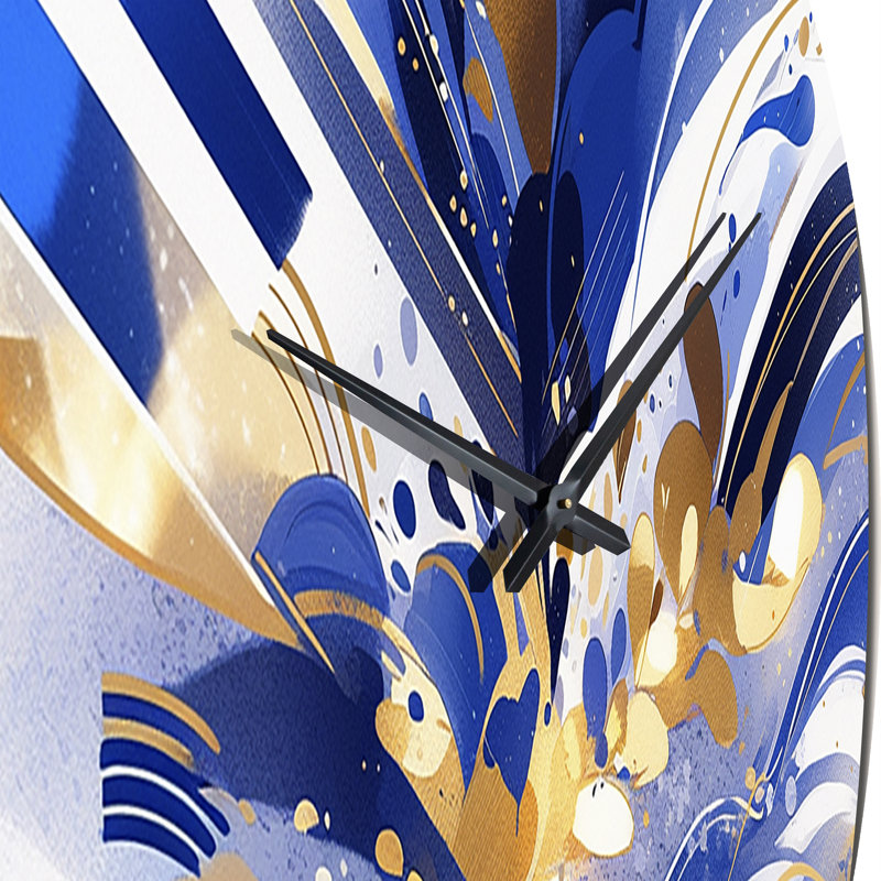 Horloge murale en métal bleu et blanc, Petit