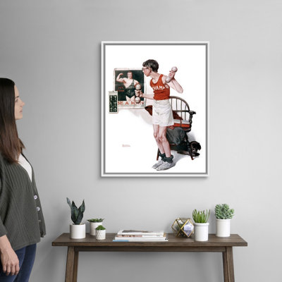 «Norman Rockwell Boy Lifting Weights», art mural sur toile