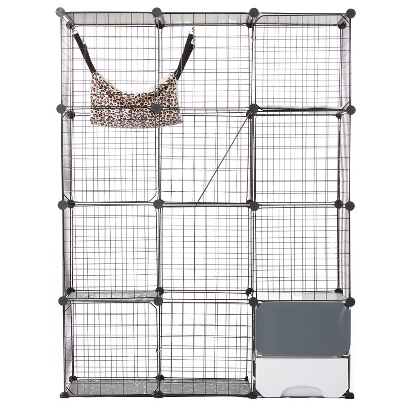 Large 4-tier Cat Cage 41 x 14 x 55" Metal Wire Cat Enclosure with Hammock