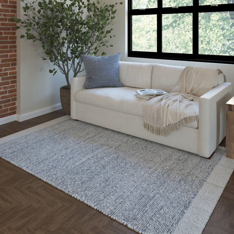 Cazares Contemporary Striped Wool Blend Hand-Woven Area Rug, 10' x 14'