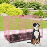Jorden Dog Crates For Large Dogs Folding Metal Wire Crates Dog Kennels Outdoor And Indoor Pet Dog Cage Crate With Double-Door,Divider Panel, Removable Tray And Handle