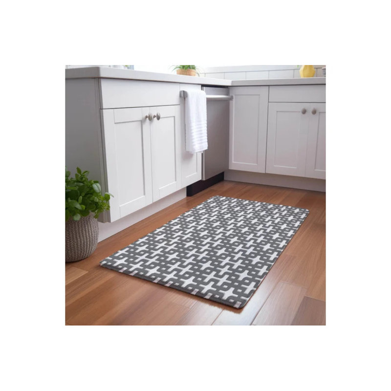 Chiang Mai Microfiber Rectangle Washable Rug, Black White, Rectangle 8' x 10'