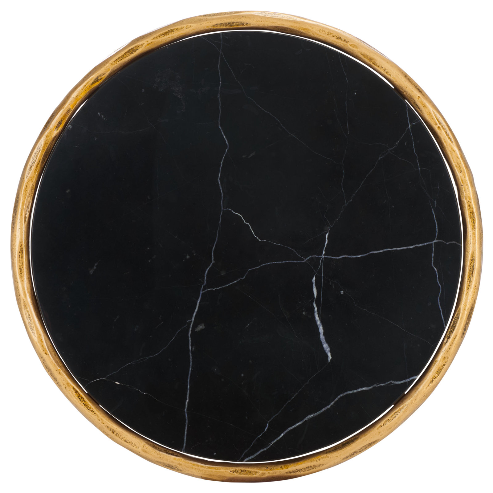 Evelynn 18" Genuine Marble End Table, Brass, Black