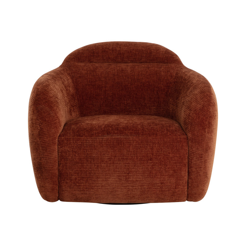 Swivel Lounge Chair, Brown Polyester