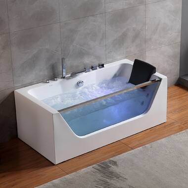 72 X 48 Acrylic Rectangle Whirlpool Bathtub - 10 Water Jets - Led Lights  - Left Side Drain - 3-Side Alcove Install - On Sale - Bed Bath & Beyond -  33466800