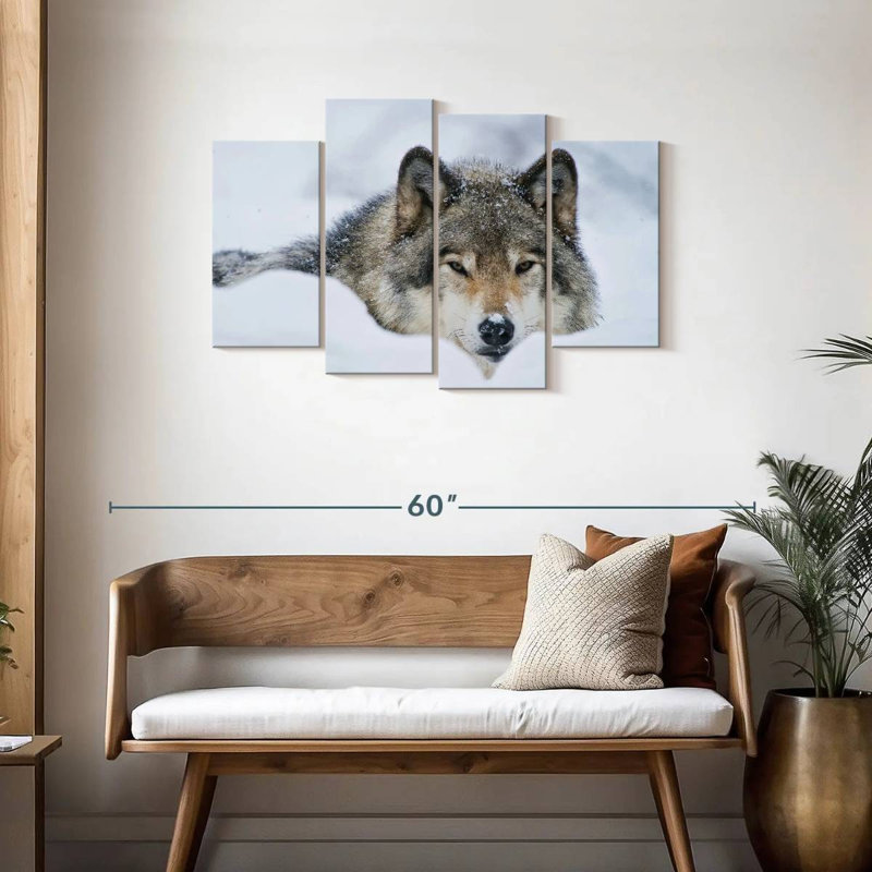 Brampt Wolf In Snow, 27"H x 43"W
