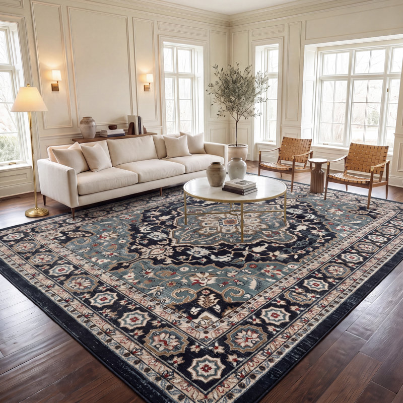Tapis performance oriental Klose, Teal/Black, Rectangle 10 pi x 14 pi