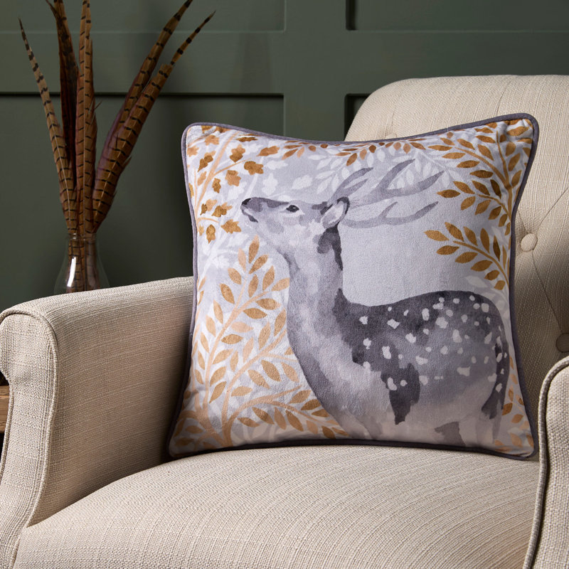 Forest Animals Animal Print Square Throw Cushion Cover, Grey