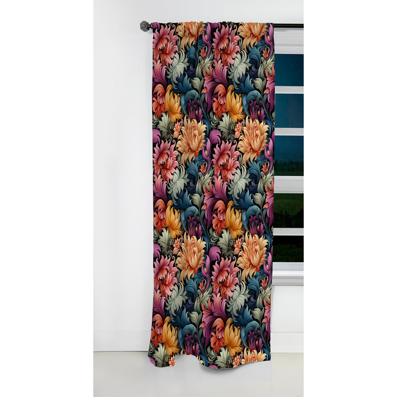 Bouquet Brilliance Damask Medley - Damask Curtain - Blackout Damask Curtain - 1 Panels, 52" W x 84" L