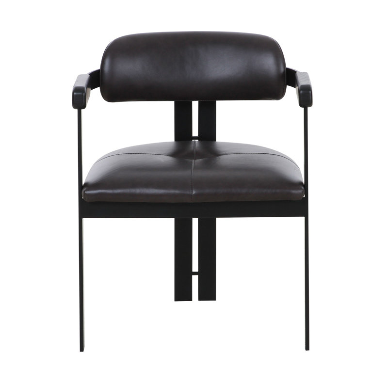 Fauteuil à dossier bas en cuir véritable noir Zeak