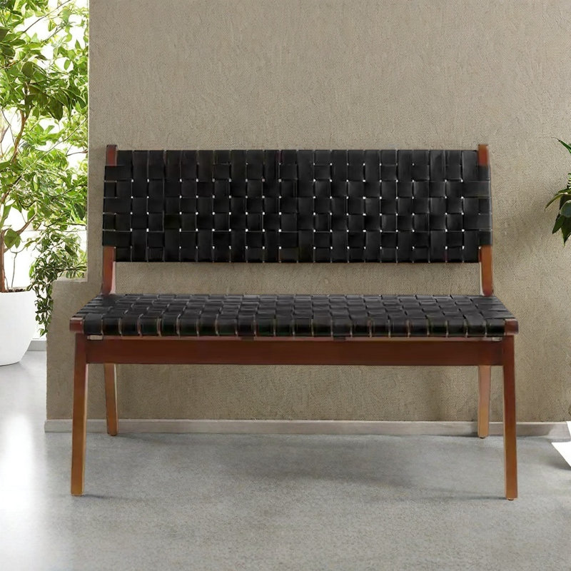 Banc moderne en bois massif, Brun / noir