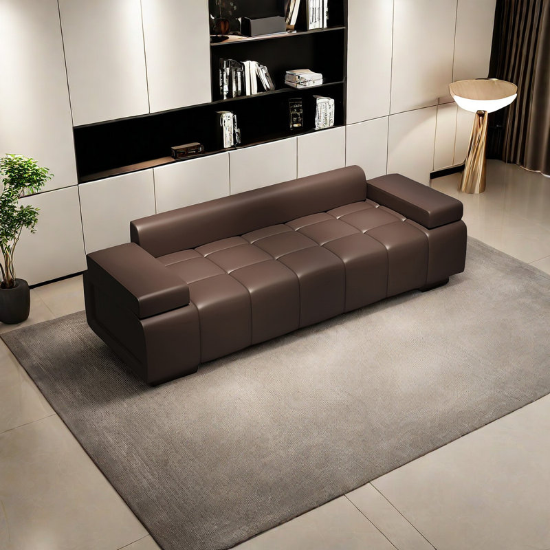 Banc rembourré en cuir, Café