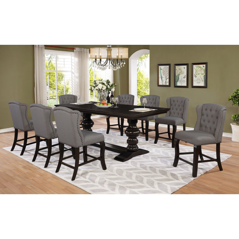 Sabin - Person Extendable Double Pedestal Dining Set, 7, Grey