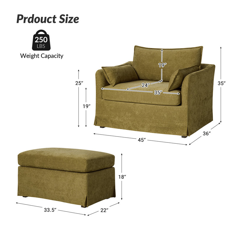 Fauteuil avec repose-pieds Roberta, 1, Mousse