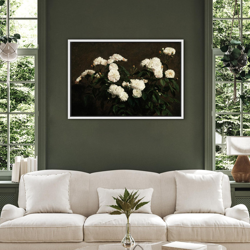 Roses élégantes, ère victorienne, illustrations florales, campagne française rustique, H 36 po x l 24 po, Blanc