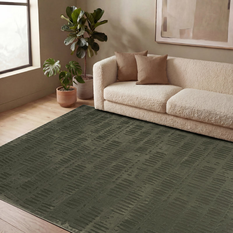 Tapis lavable Shell, Vert olive, Rectangle 2 pi 7 po x 4 pi 11 po