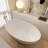 67" Freestanding Solid Surface Soaking Oval Bathtub-111464616