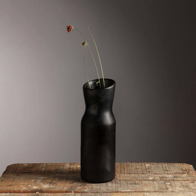 Handmade Traditional Pottery Black Vase – 3.5"X3.5"X11"